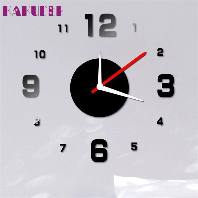 

Zero Modern DIY Wall Clock 3D Mirror Surface Sticker Home Office Decor