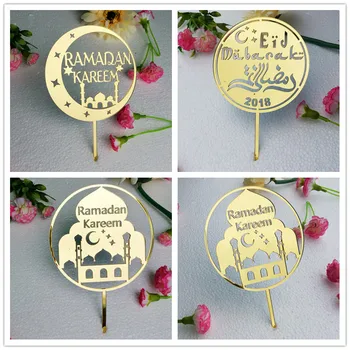 

Eid Mubarak Cake Toppers 8 Style Wedding Baby Shower Birthday Party Ramadan Decor Gold Black Cupcake Topper Muslim Eid Baking
