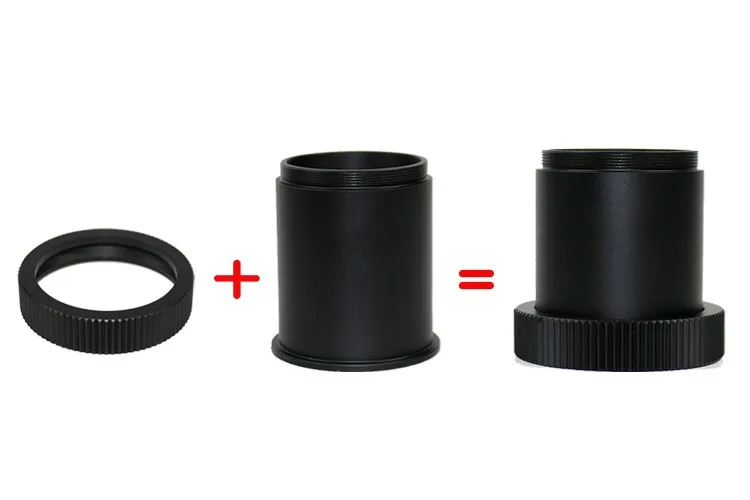1 Juego Adaptador de telescopio de 2 Pulgadas a M480.75 Negro Montaje en T + Anillo Adaptador de Lente T T2 para Piezas de la c/ámara Canon DSLR