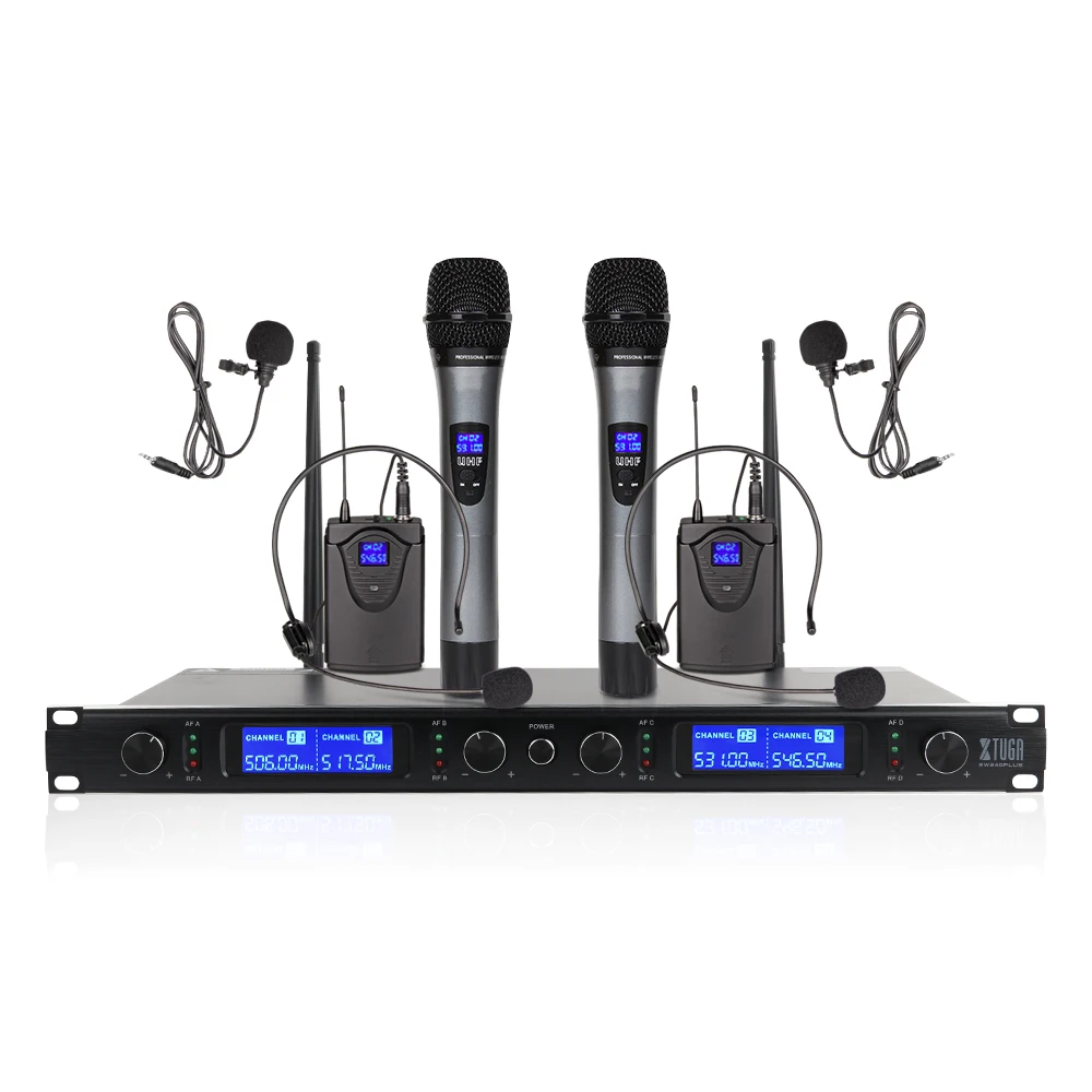 XTUGA EW240PLUS 4 канала УВЧ Беспроводная система микрофонов для сцены церковного использования для семейных вечерние, церковные, небольшие караоке