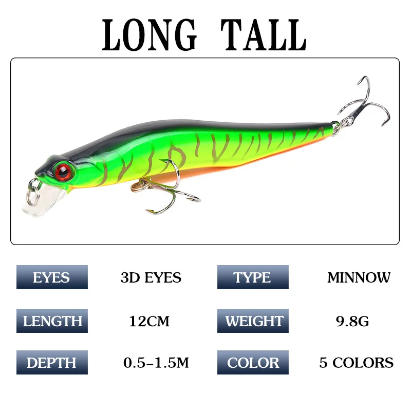 1 قطعة الليزر الصيد السحر العائمة البلمة المتذبذب المهنية الطعوم 12 سنتيمتر 9.8g 6 # الخطاف Crankbait 1 قطعة الليزر الصيد السحر العائمة البلمة المتذبذب المهنية الطعوم 12 سنتيمتر 9.8g 6 # الخطاف Crankbait