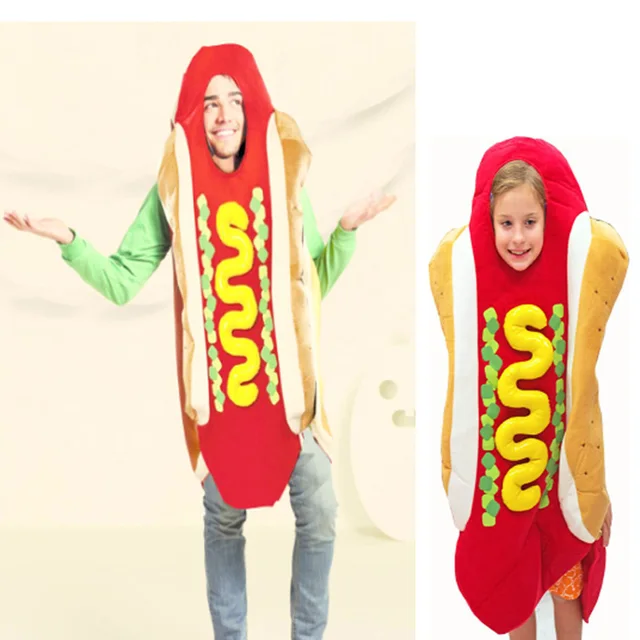 halloween party cosplay fast food hot dog sandwich costume children and adult jumpsuit