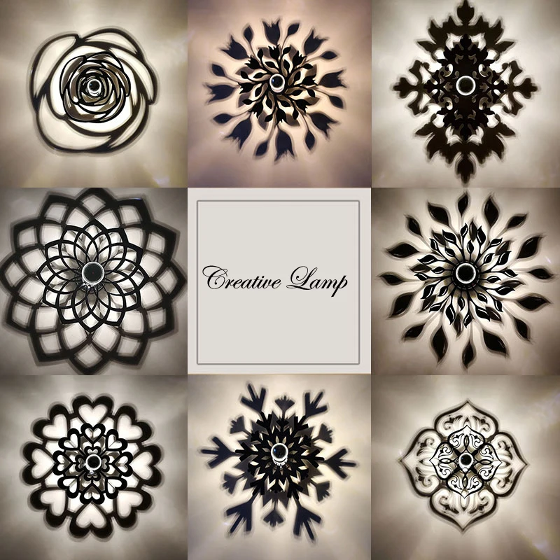 

NEW Creative LED Wall Lamp Mandala Rose Flower Leaf Lamp Projection Shadow Warm Lighting Blub Nordic Acrylic Home Decor Ornament