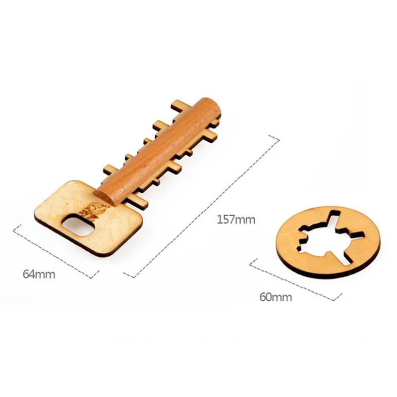 Wooden Toy Unlock Puzzle Key Classical Funny Kong Ming Lock Toys Intellectual Educational For Children Adult