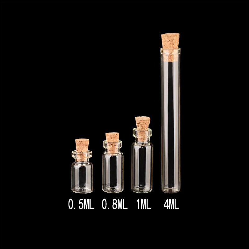 Cute Glass Pendants Mini Bottles With Cork Empty Small Wishing Bottle Decoration Crafts Glass Vials Jars 100pcs