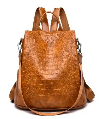 Женский рюкзак из натуральной кожи, модные повседневные сумки высокого качества из коровьей кожи, женская сумка на плечо, рюкзаки для девочек, высокое C1073 - Цвет: Коричневый