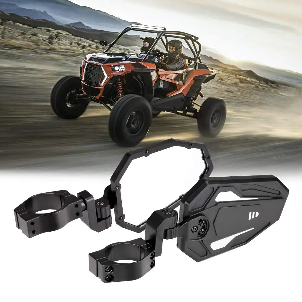 

UTV Black CNC Rear View Side Mirror Set W/ 1.7"-2" Clamp Roll Cage For Can Am Maverick X3 For Polaris RZR 800 900 1000