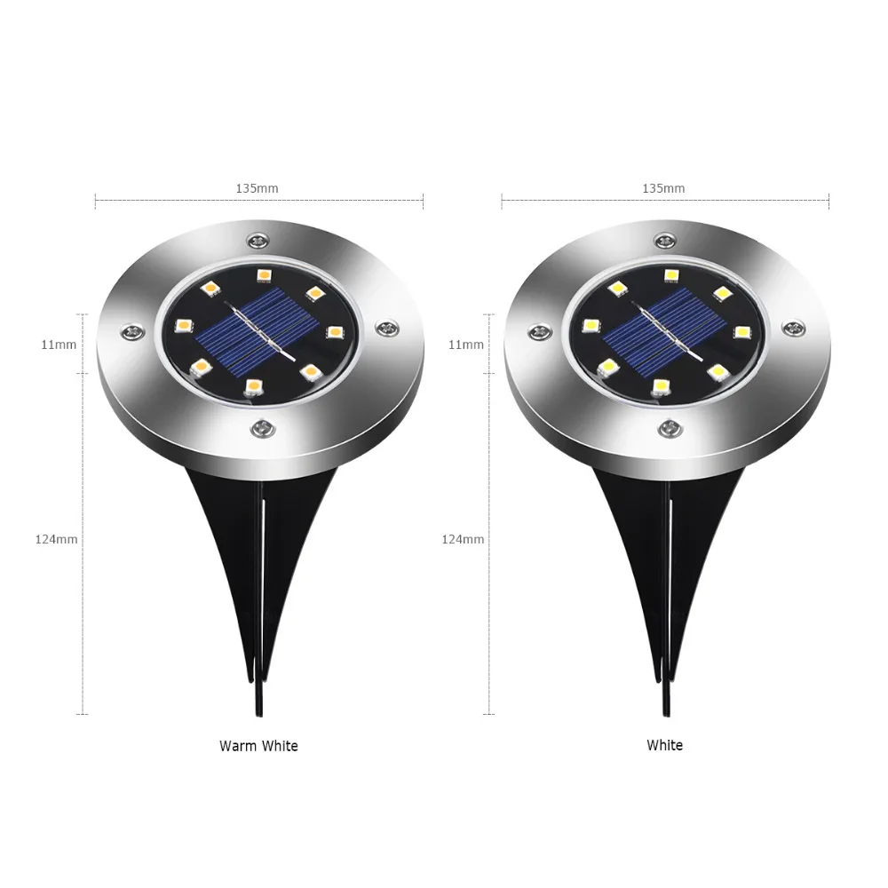 Светодиодный уличные светильники на солнечных батареях 8 светодиодный s путь напольный свет открытый сад для газонов, лужаек подъездной дорожки наземный ночной дорожный свет безопасности