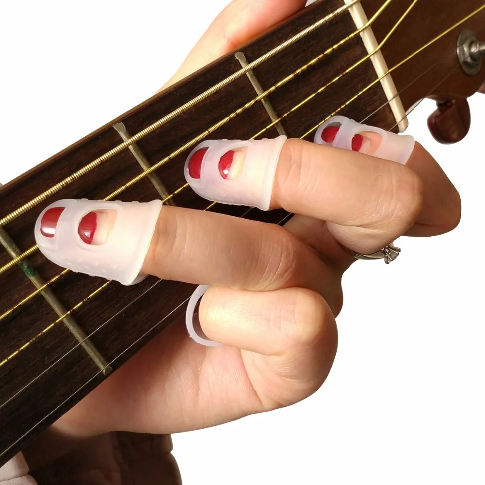 Fingertip Protectors for Guitar Ukulele Beginners Protect Fingers Hurting from Playing Pack of 2 sets/ 4 pieces in one set | Спорт и