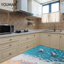 Обои Youman 3D Дельфин пол наклейки красивое море милый водонепроницаемый ПВХ ванная комната Домашний декор экологически чистые дети ребенок S