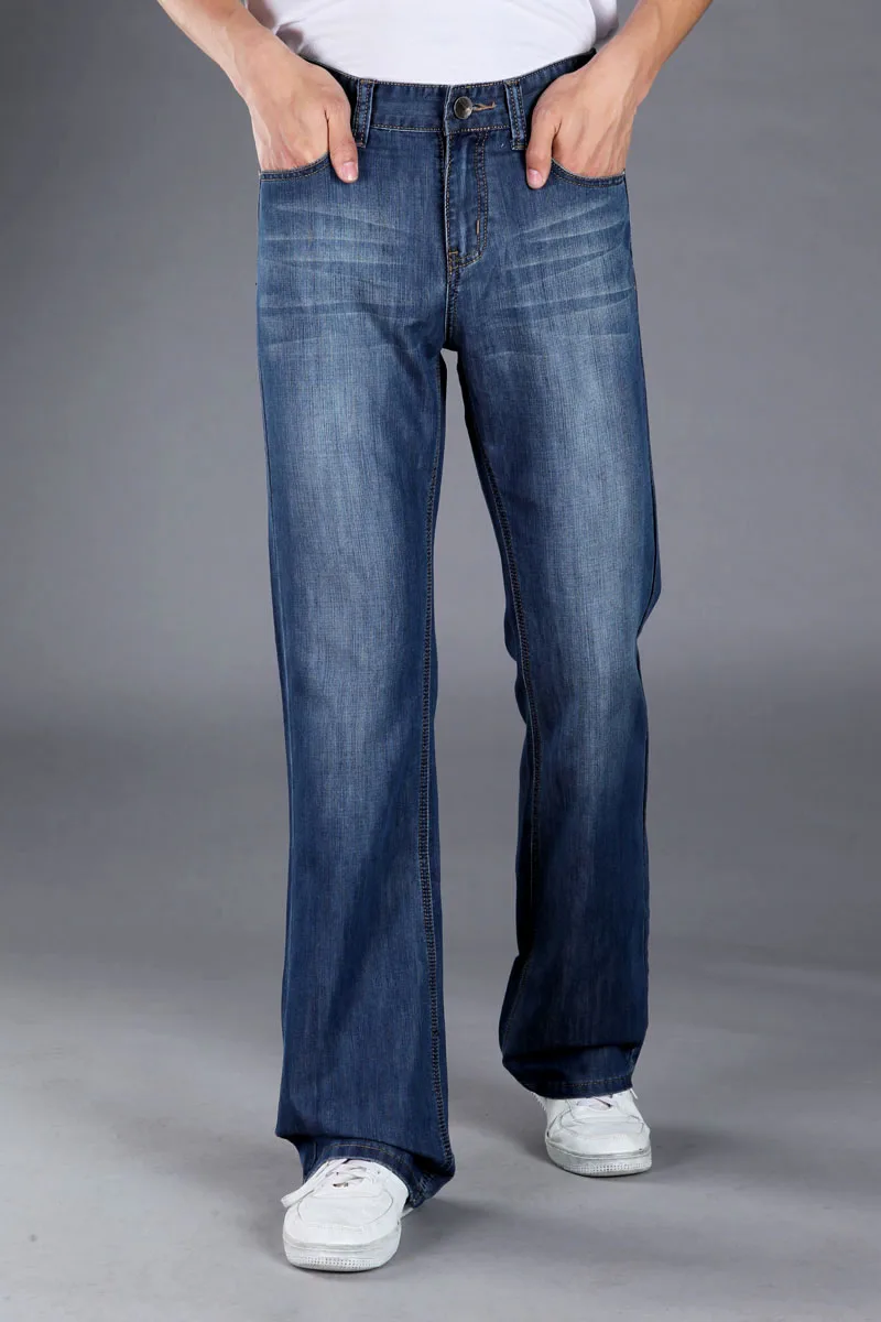 Весенне-осенние мужские деловые повседневные расклешенные джинсы, расклешенные, синие, с расклешенным низом, джинсовые штаны для мужчин, джинсы для мужчин - Цвет: Синий
