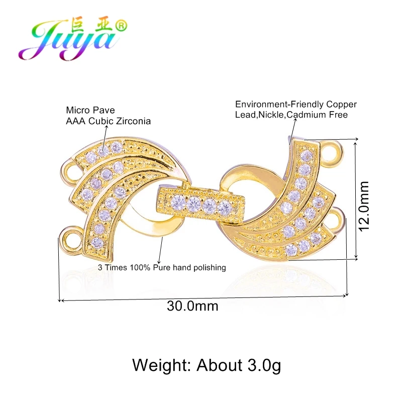 Juya DIY жемчужное ожерелье застежки браслета для изготовления ювелирных изделий крепежные принадлежности медный кубический цирконий застежка застежки поставки