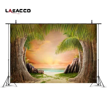 

Laeacco Tropical Seaside Palms Tree Sunrise Scenery Baby Photography Backgrounds Custom Photographic Backdrops For Photo Studio