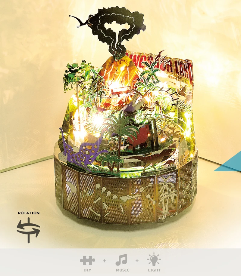 Динозавр Парк тема DIY 3D металлическая головоломка музыкальная шкатулка классические ремесла Заводной домашний декор музыкальная шкатулка Рождественский подарок на день рождения