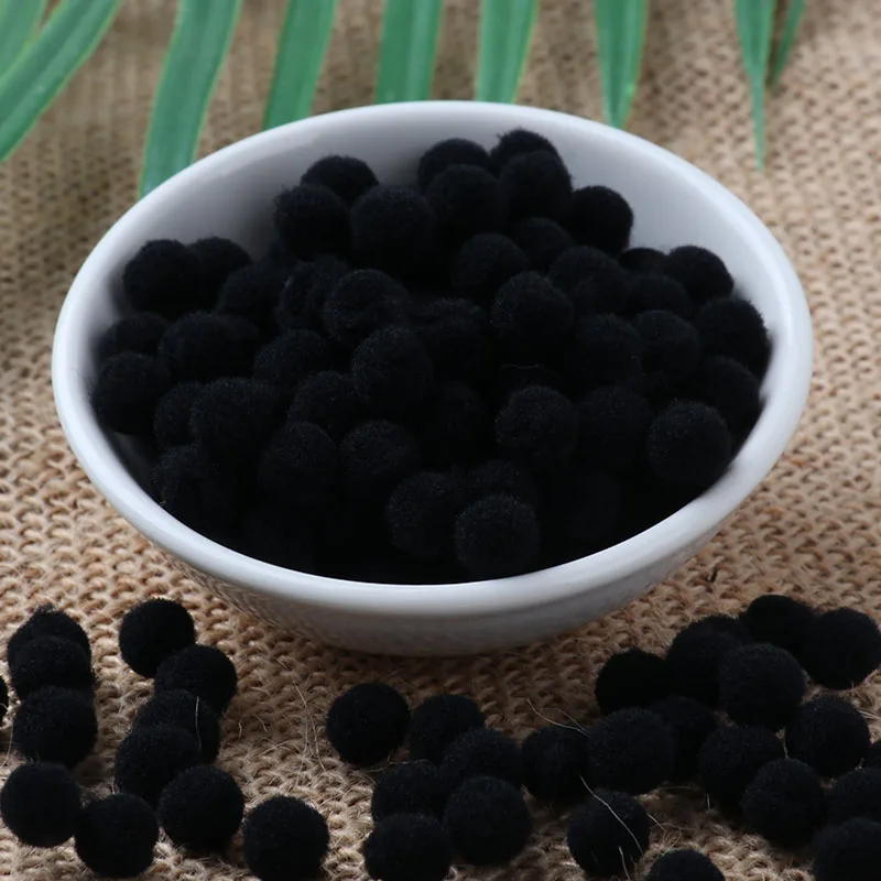 18 Black 120 шт Разноцветные помпоны 10 мм меховые поделки DIY мягкие помпоны Свадебные украшения Artesanato для шитья на ткани аксессуары - Цвет: 18 Black