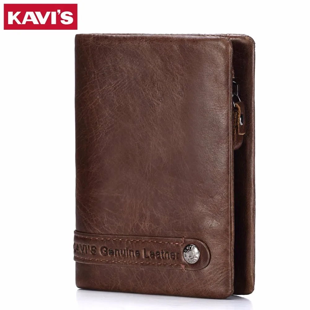 

KAVIS Genuine Leather Wallet Men Card Holder and Coin Purse Rfid Walet PORTFOLIO MAN Portomonee Mini Vallet Fashion for Perse