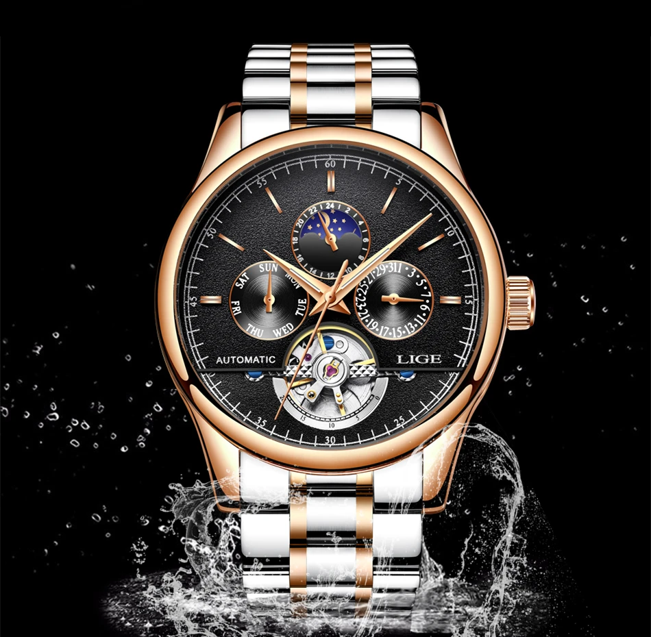 LIGE для мужчин часы лучший бренд класса люкс автоматические деловые s полный сталь Бизнес водонепроницаемые спортивные часы Relogio Masculino