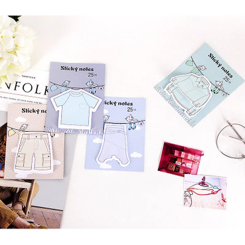 

1pcs Clothes Memo Sheets Novelty Staionary Pants Planner Stickers Kawaii Sticky Notes Memo Pad Office and School Supplies