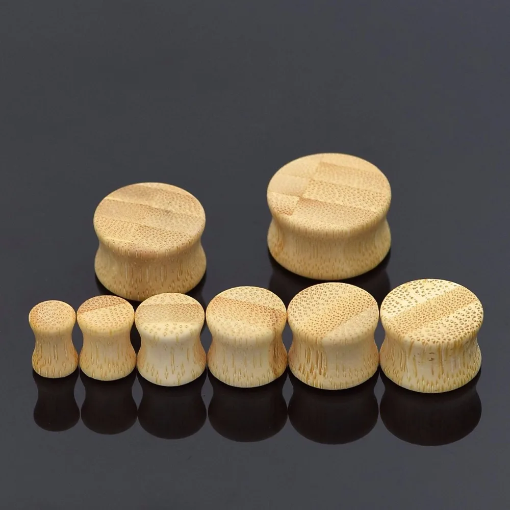 1 Pair = 2 pieces organic wood bamboo solid saddle plug gauges ear
