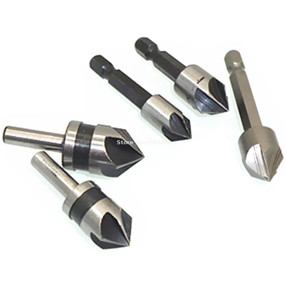CoCocina 2pcs 4mm-5mm HSS 5 Flute Countersink Drill Bits Set Reamer Woodworking Chamfer CoCocina 2pcs 4mm-5mm HSS 5 Flute Countersink Drill Bits Set Reamer Woodworking Chamfer