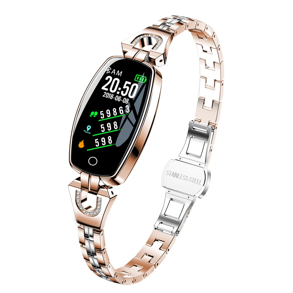 Gold Обновленная версия, Смарт-часы-браслет, модные часы для измерения артериального давления, шагомер, Водонепроницаемый Фитнес-браслет для женщин - Цвет: Gold