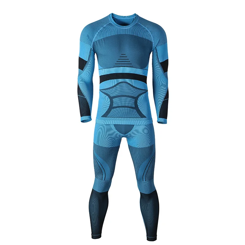 Gsou Зимний Лыжный Открытый Быстросохнущий холодный теплый комплект нижнего белья для женщин и мужчин парный костюм дышащая удобная спортивная одежда - Цвет: men blue