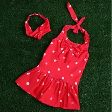 Новинка года, летние милые детские горошек, купальник+ повязка на голову для новорожденных девочек, принцесса, цельный купальный костюм бикини для малышей, infantil