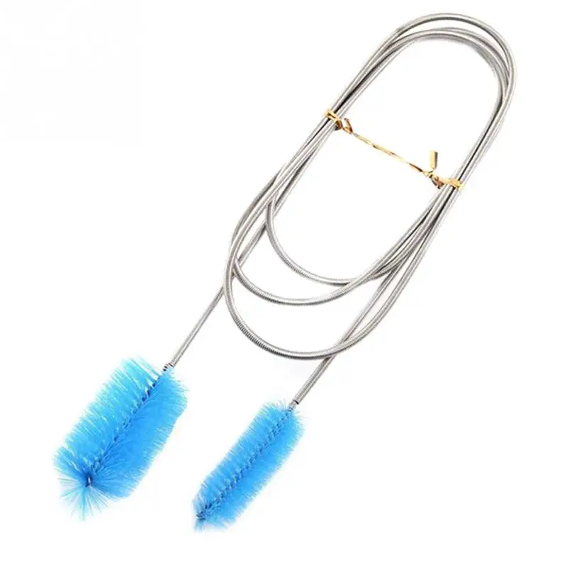 Aquarium Stainless Steel clean brush Air Tube Double Ended Hose Flexible Cleaning Brush - Цвет: blue