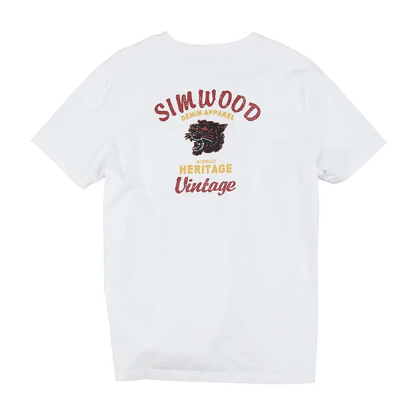 SIMWOOD, летняя Новинка, Мужская футболка с принтом сзади, с карманом, хлопок, высокое качество, хип-хоп стиль, уличная одежда, топ, футболка, 190297 - Цвет: white