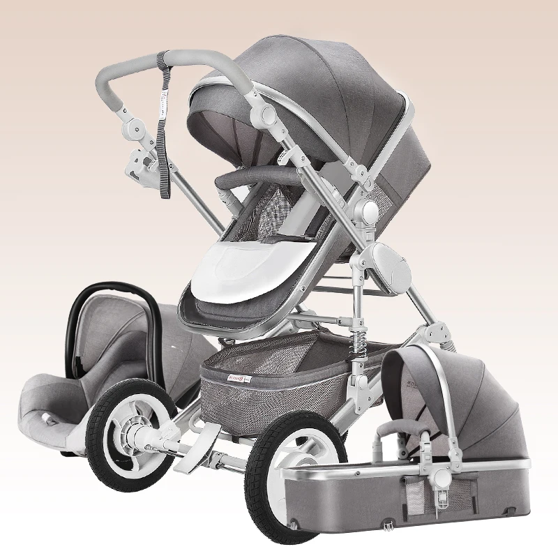 3 in 1 Luxury Baby Stroller with Car Seat For Newborn High View Folding Blue