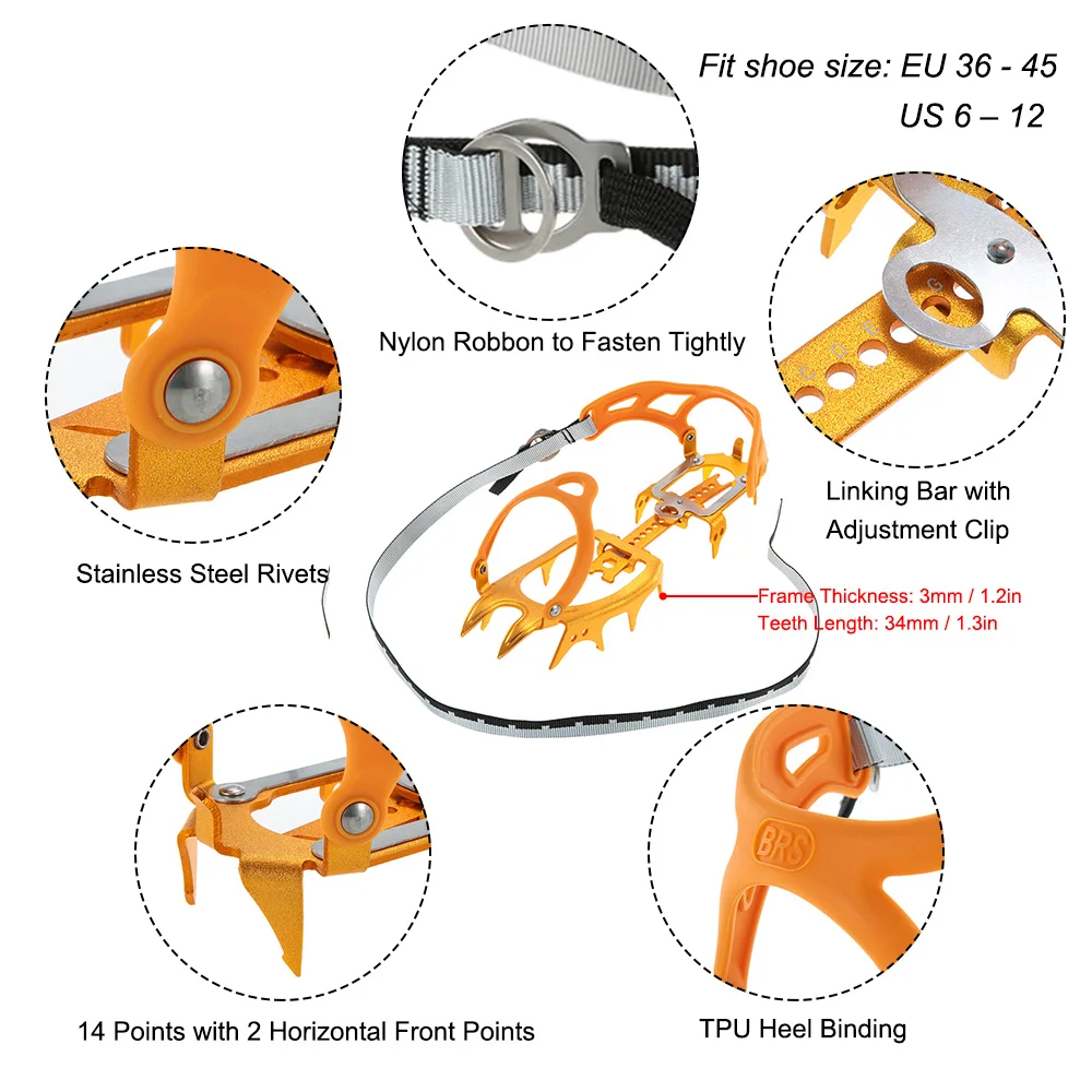 14 кошки с зубьями ледяной захват из алюминиевого сплава Профессиональные альпинистские Expeditions снежные кошки альпинистские снаряжение походные ботинки