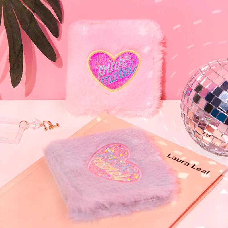 

Peach Heart Wallet Female Short Purse Women Card Holder Cute Plush Embroidered Laser Money Bag for Girl Student Kawaii Wallet