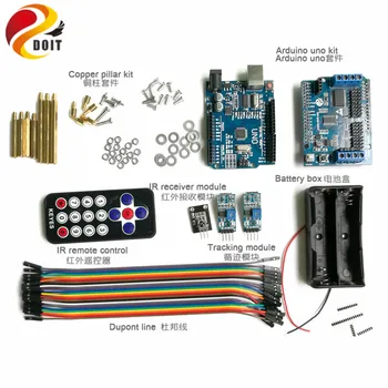 

1set IR Control Tracking Kit with Arduino UNO R3 board+Motor Drive Board+Tracking Module for Robot Tank Chassis by Phone