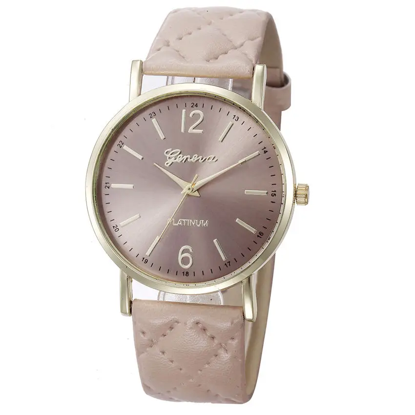 Новые модные женские часы Geneva Топ люксовый бренд дамские часы кожаные кварцевые часы reloj mujer мужские часы# D - Цвет: Khaki