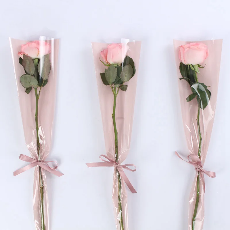 kertas pembungkus bunga silver single cabang tas opp tahan air plastik segar buket kemasan bunga dekorasi kerajinan kertas aliexpress
