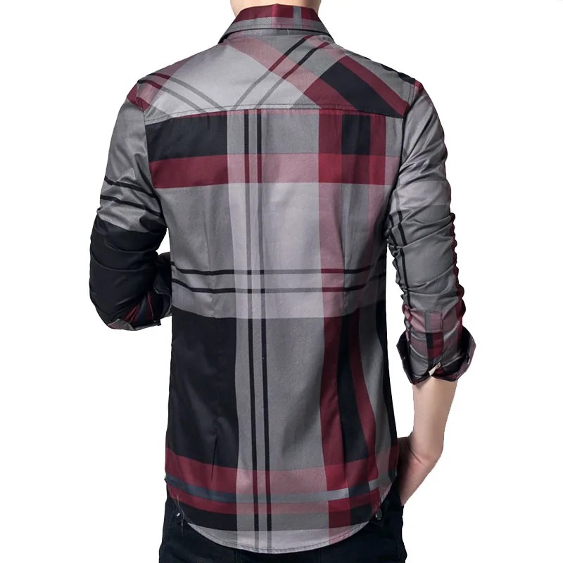 Mountainskin مخطط قمصان رجالية 4xl 100% ٪ رجال الأعمال قمصان طويلة الأكمام ماركة عارضة الرجال الملابس يتأهل SEA144