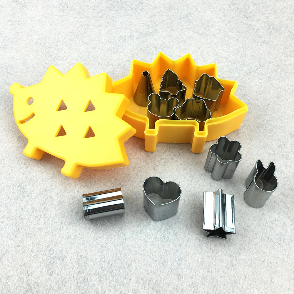 

10pcs/set Fruit Vegetable Cookie Cutter Mold Hedgehog Box Stainless Steel Cookie Cutter Fondant Cake Decorating Tools Molds