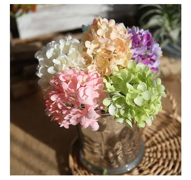 pink silk hydrangeas artificial flowers wedding flowers for bride hand silk Hydrangea fake flowers white home decoration (14)
