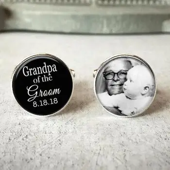 

personalized wedding grandpa of the bride groom cufflinks cuff links,custom wedding photo cufflinks keepsake gift For grandpa
