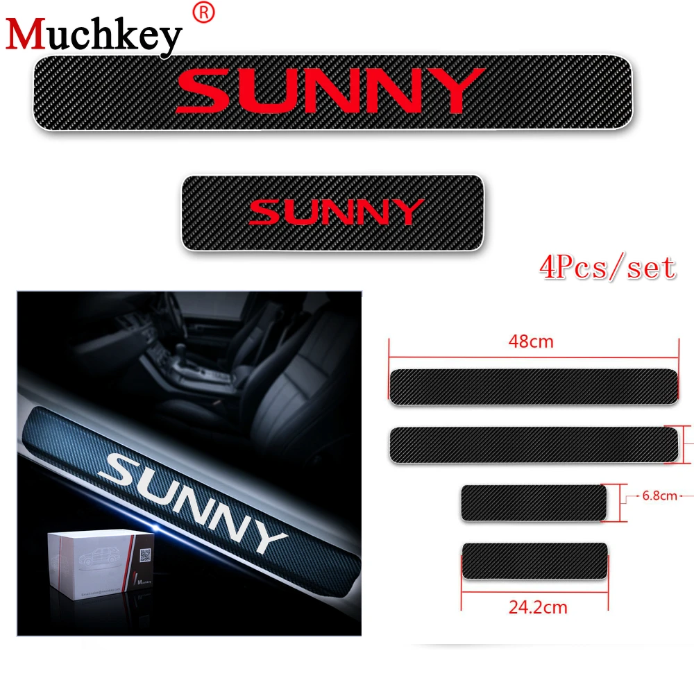 

For Nissan SUNNY Welcome Pedal 4D Carbon Fiber Vinyl Sticker Car Door Sill Scuff Plate Protector Car Stickers Accessories 4Pcs
