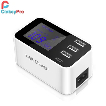 

CinkeyPro 3-Ports USB Charger with Type-C LED Display for Samsung iPhone iPad Fast Tablet 5V/4A Charging Adapter Phone Universal