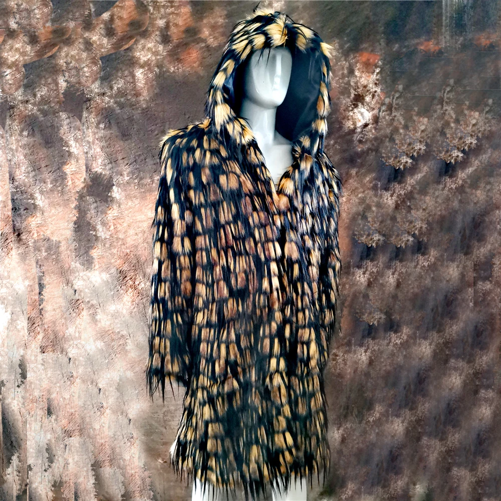 Популярные зимние осенние мужские пальто из искусственного лисьего меха Длинная ветровка Свободная теплая Модная мужская кожаная