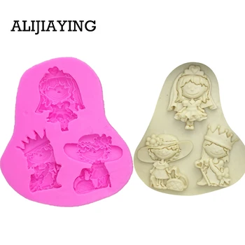 

M0119 Girl princess bride cake decorating tools Liquid 3D Silicone Mold DIY baking accessories
