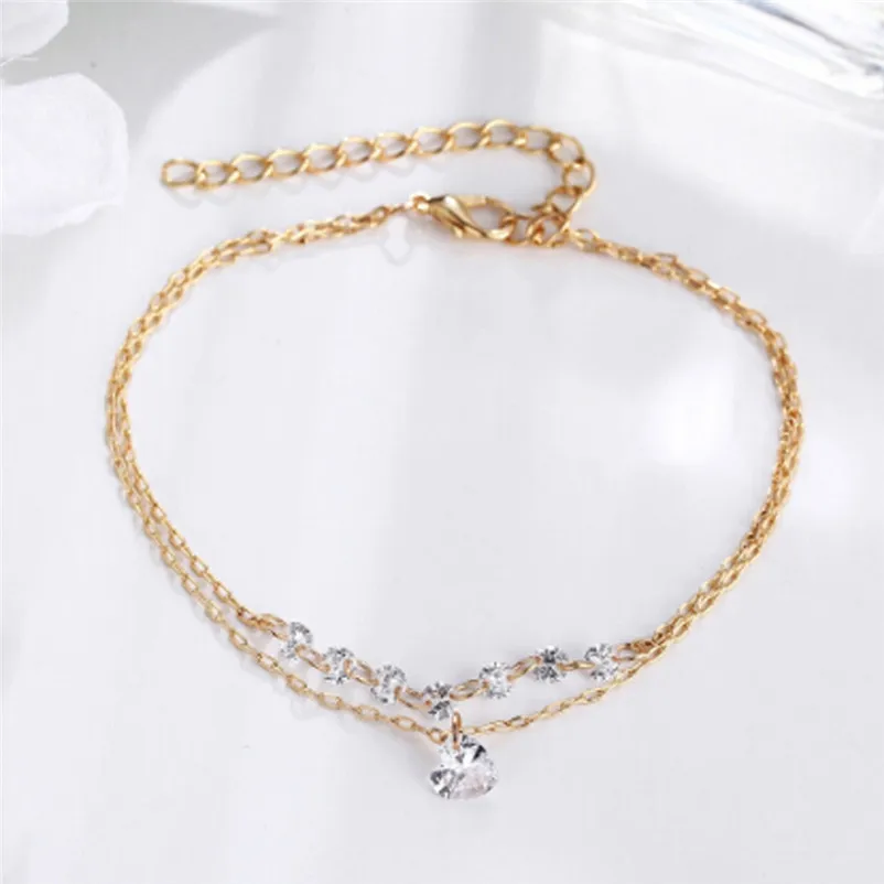 Fashion bracelets for women 2018  Double Layer Heart Crystal Bracelet Engagement Wedding Jewelry Adjustable Pulseiras Y30#N  (8)