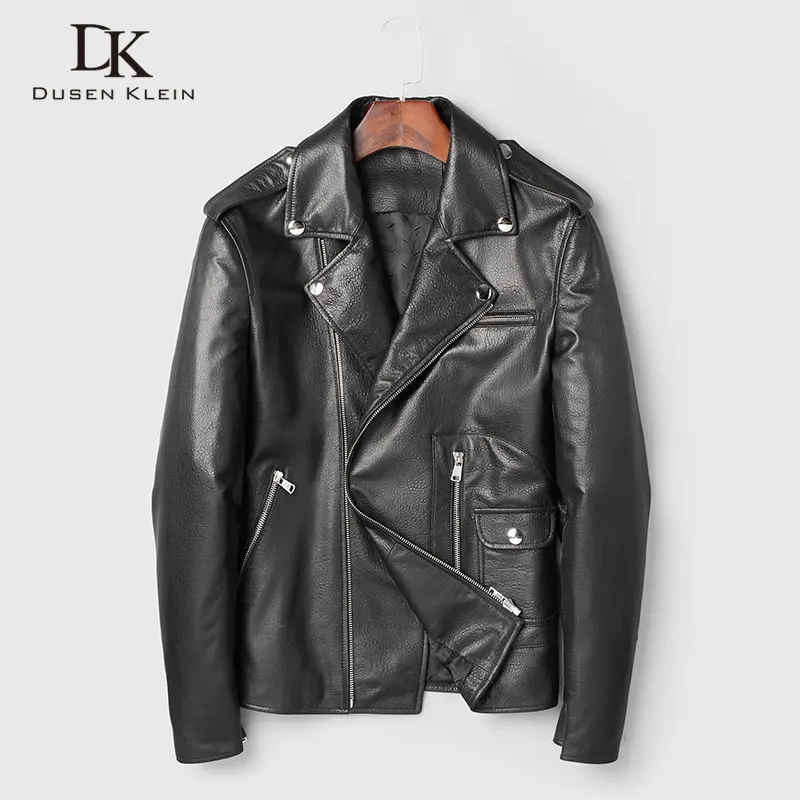 

Men Genuine Leather Jacket Real Sheepskin Jackets Casual Short Black Pockets 2019 Autumn New Jacket for Man C7118