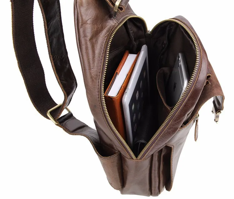 Высококачественные винтажные мужские сумки из натуральной кожи, мужские нагрудные сумки, модные сумки из воловьей кожи, кофейные мужские сумки-мессенджеры M2467