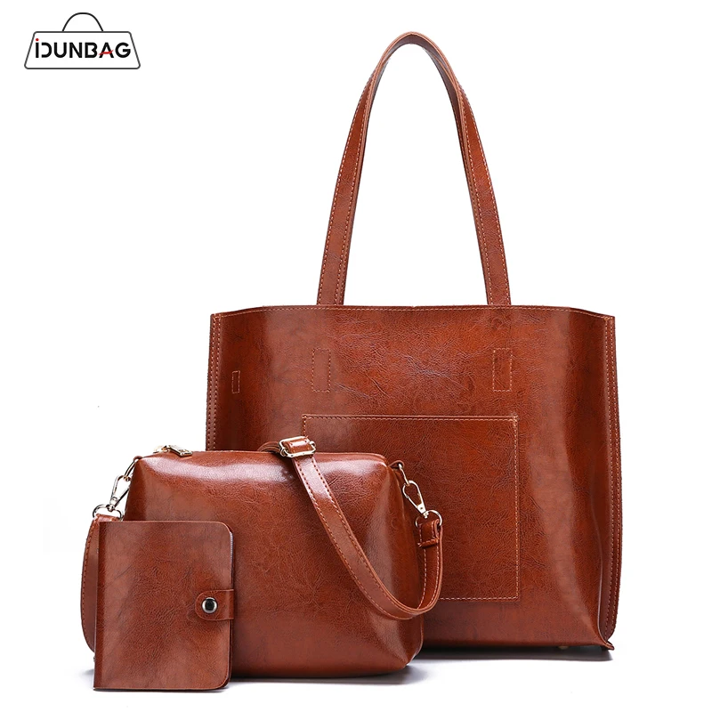 

3Pcs/Set Solid Bags Women PU Leather Handbags Ladies Large Capacity Shoulder Tote Bag Female Crossbody Bag Famous Brand Card Sac