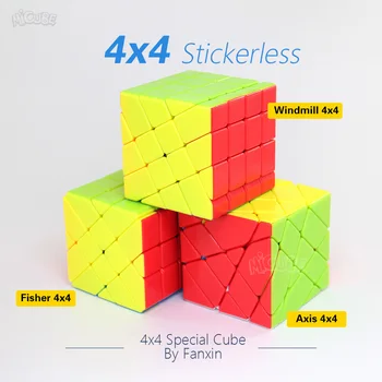 

Fanxin Axis Fisher Windmill 4x4 Cube Stickerless 4x4x4 Magic Cubes Higth Diffuclty Professional Specail Puzzle Toys for Children