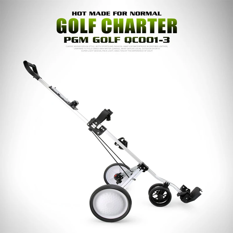 PGM Foldable Golf Trolley Cart Aluminium Alloy with Scorecard Cover Holder Push Pull Golf Cart with Brake Accessories