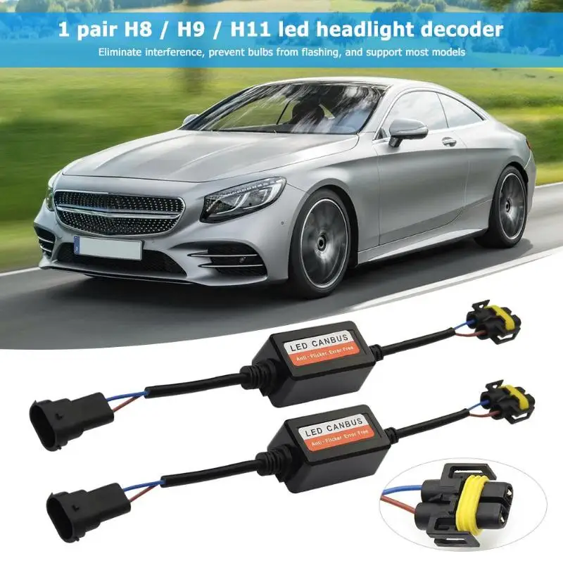 

1 Pair H8/H9/H11 LED Headlight Canbus Decoders Anti Flicker Flash Resistor